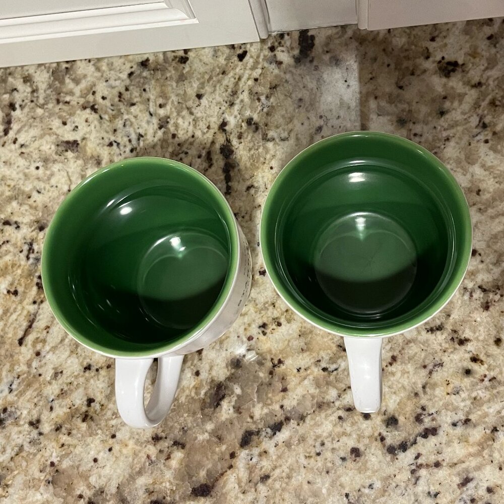 Starbucks Set of Two White with Green Mugs - Picture 4 of 5